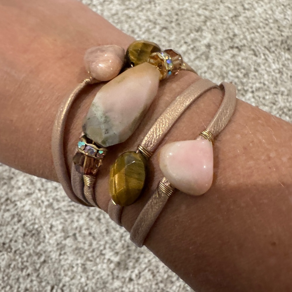 Rachel Abroms Leather cord bracelet with gem stones